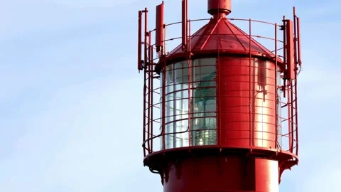 Red Lighthouse Lantern Room Close-Up View Video stock 308341370