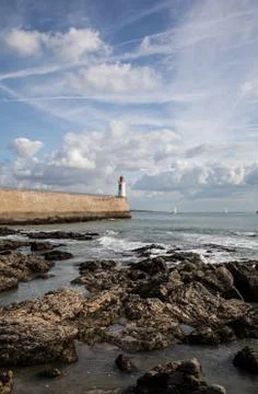 Red Lighthouse in Les Sables d'Olonne - France Stock Photos