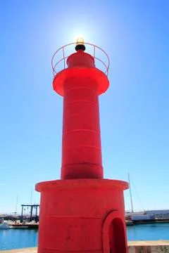 Red lighthouse Stock Photos