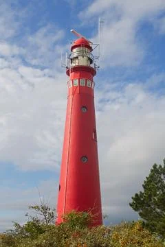 Red lighthouse Stock Photos