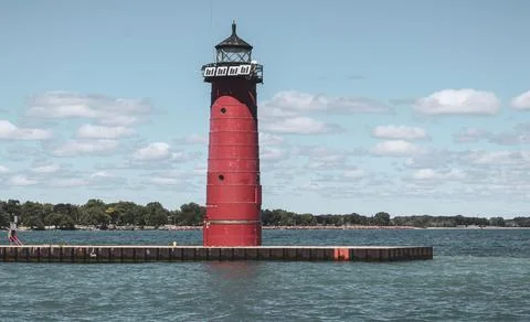 Red lighthouse Stock Photos