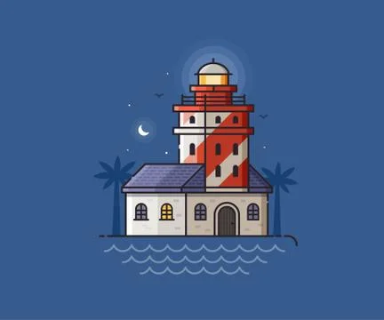 Red Lighthouse Vector Illustration Stock Illustration