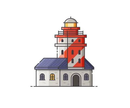Red Lighthouse Vector Illustration Stock Illustration