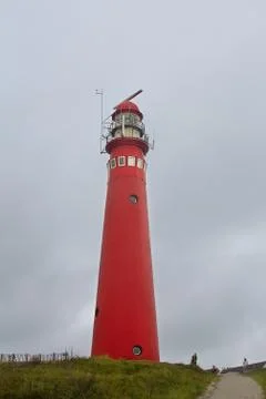 Red lighthouse, vertical Stock Photos