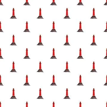 Red lighthouses repeating pattern on white background Illustrazione stock