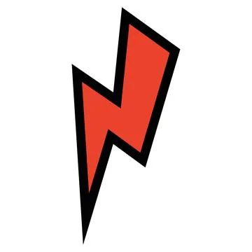 Red Lightning Bolt Electricity Symbol Flat Vector Icon Stock Illustration