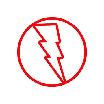 Red Lightning Bolt Symbol Inside Circle Isolated on White Background Stock Illustration