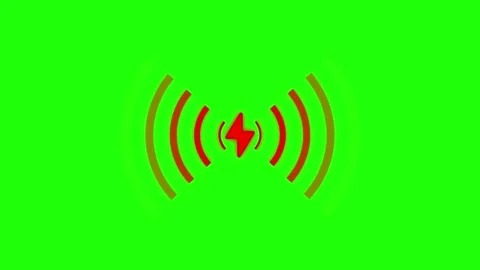 Red lightning bolt wireless charging energy signal waves animation loop on .. Stock Footage 334157685