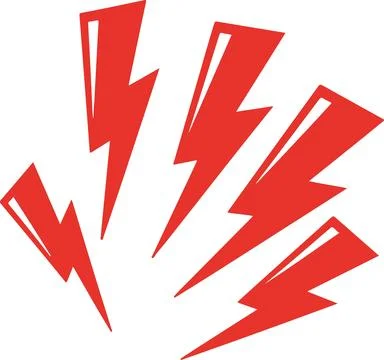 Red lightning bolts, minimal simple vector illustration Stock Illustration