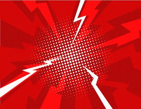Red lightning explosion pop art comic style background Stock Illustration