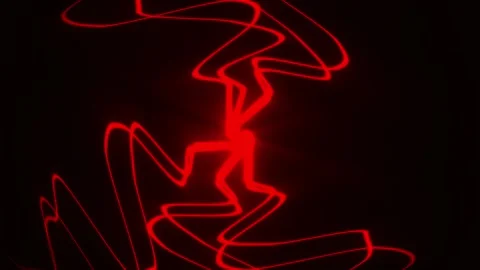 Red lightning inspired lines over black background creating a bold motion effect Stock Footage 340130632