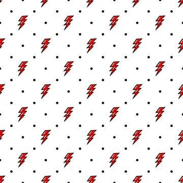 Red Lightning seamless pattern. old school style Illustrazione stock
