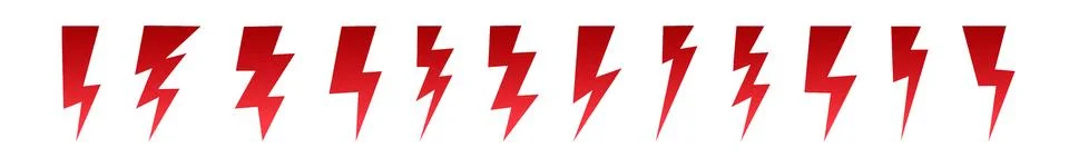 Red Lightning thunder comic . Electric power cartoon line texture. Flat vecto Stock Illustration