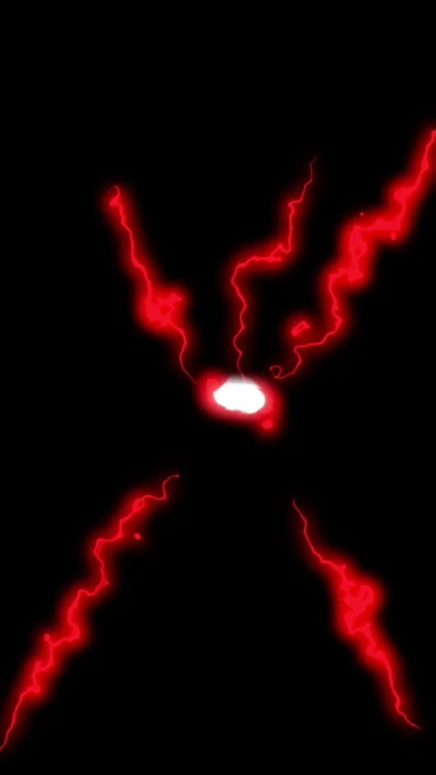 Red Lightnings Strikes into Center. Seamless Loop VFX Effect Stock Footage 344422399