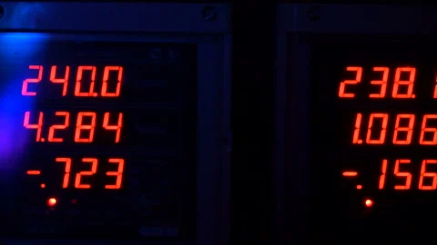 Red lights of blinking on back side of working data server or back of the black Video stock 161093810