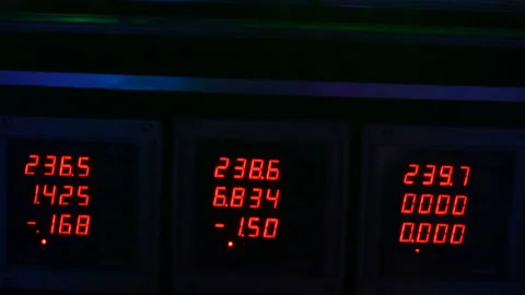 Red lights of blinking on back side of working data server or back of the black Stock Footage 161093898