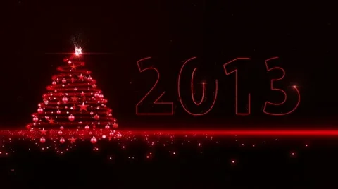 Red lights Christmas Tree 2013 Stock Footage 12226820