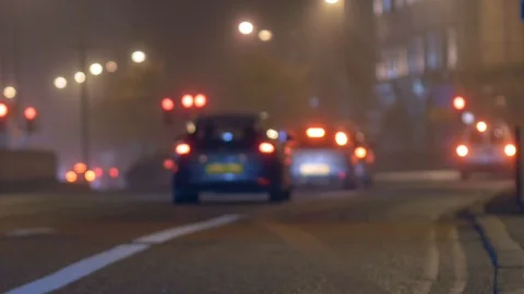 Red Lights at Night in Belfast Stock-Footage 98749614