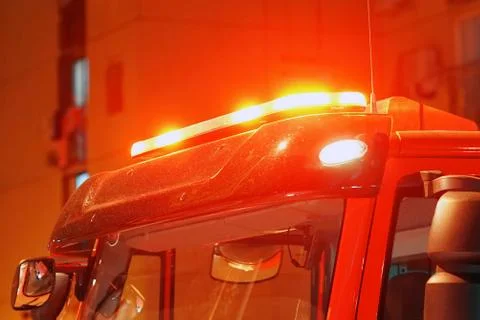 Red lights on top of Fire engine car Stock Photos