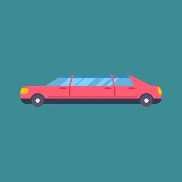 Red limousine car flat design illustration Stock Illustration