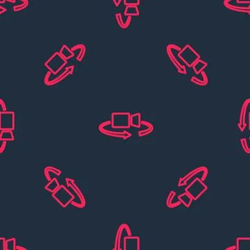 Red line 360 degree view icon isolated seamless pattern on black background Stock Illustration