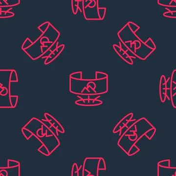 Red line 360 degree view icon isolated seamless pattern on black background イラスト素材