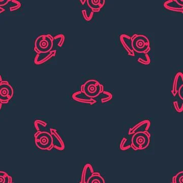 Red line 360 degree view icon isolated seamless pattern on black background イラスト素材