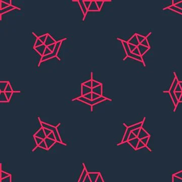 Red line 3d modeling icon isolated seamless pattern on black background 스톡 일러스트