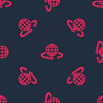 Red line 3d modeling icon isolated seamless pattern on black background Illustrazione stock