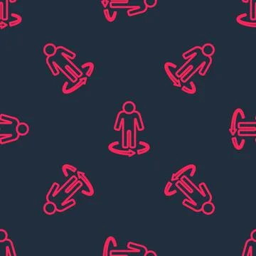 Red line 3d modeling icon isolated seamless pattern on black background 스톡 일러스트