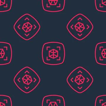 Red line 3d modeling icon isolated seamless pattern on black background Stock Illustration