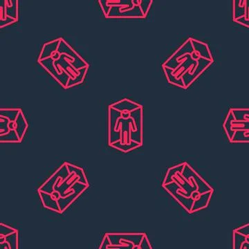 Red line 3d modeling icon isolated seamless pattern on black background Stock Illustration