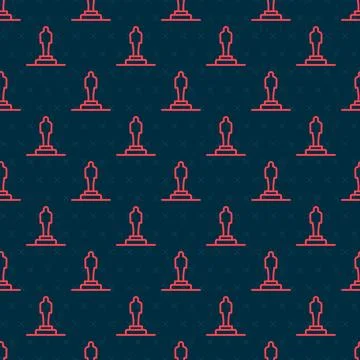 Red line 3D printer model icon isolated seamless pattern on black background. 3d Stock Illustration