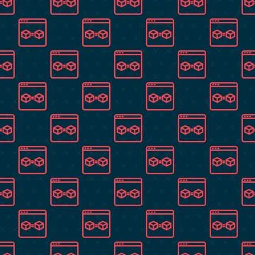 Red line 3D printer perfect copy icon isolated seamless pattern on black back Stock Illustration