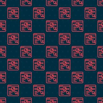 Red line 3D printer setting icon isolated seamless pattern on black backgroun Illustrazione stock
