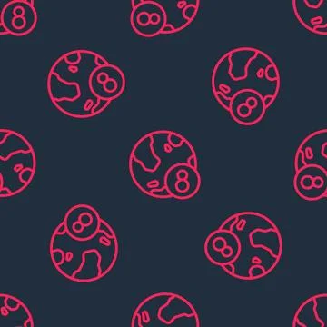 Red line 8 March icon isolated seamless pattern on black background. Intern.. 스톡 일러스트