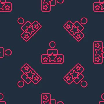 Red line Actor star icon isolated seamless pattern on black background. Vector Illustrazione stock