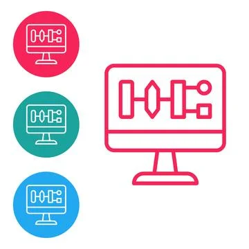 Red line Algorithm icon isolated on white background. Algorithm symbol design Stock Illustration