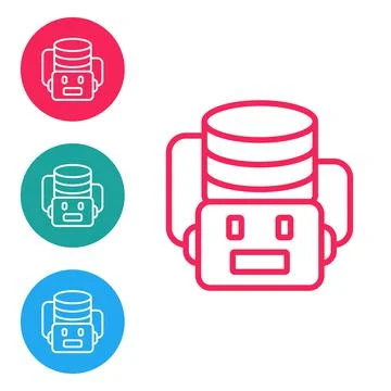 Red line Artificial intelligence robot icon isolated on white background 스톡 일러스트