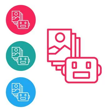 Red line Artificial intelligence robot icon isolated on white background Illustrazione stock