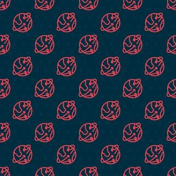 Red line Artificial satellites orbiting the planet Earth in outer space icon Illustrazione stock