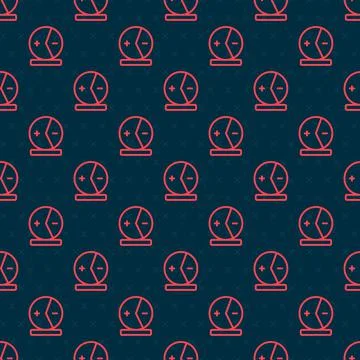 Red line Atom icon isolated seamless pattern on black background. Symbol of イラスト素材