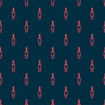 Red line Audio jack icon isolated seamless pattern on black background. Audio Stock Illustration