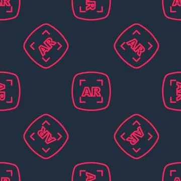 Red line Augmented reality AR icon isolated seamless pattern on black background イラスト素材