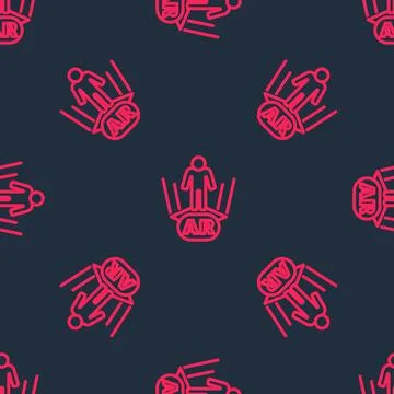 Red line Augmented reality AR icon isolated seamless pattern on black background Stock Illustration