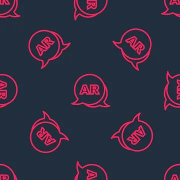 Red line Augmented reality AR icon isolated seamless pattern on black background Stock Illustration