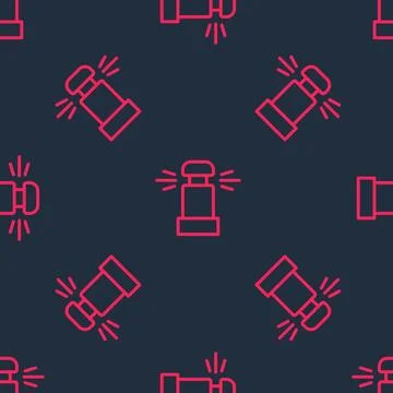 Red line Automatic irrigation sprinklers icon isolated seamless pattern on .. Stock Illustration