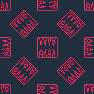 Red line Backgammon board icon isolated seamless pattern on black background Stock Illustration