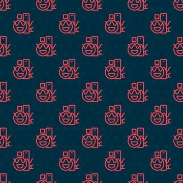 Red line Basic geometric shapes icon isolated seamless pattern on black bac.. Stock Illustration