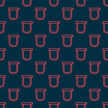 Red line Bicycle lock U shaped industrial icon isolated seamless pattern on 스톡 일러스트